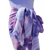 Wzorzysta spódnica plażowa chusta PAREO L/XL fioletowe mazaje